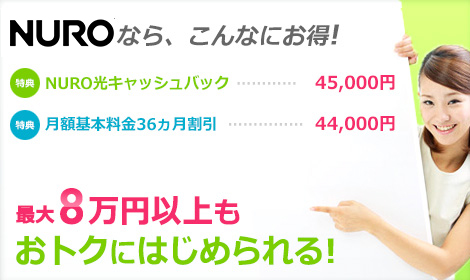 NURO光 最大57,000円キャッシュバック特典